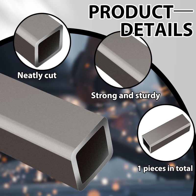 Zonon Square Hot Rolled Steel Tube, 2" x 2", 1/4" Wall Thickness, 6" Length Steel Square Tubing for Industrial Accessories - Image 3